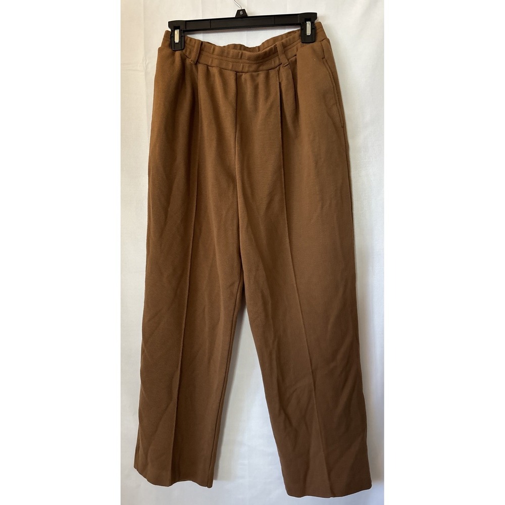 Vtg Cathy Daniels Trouser Pants Womens 14 Brown Stretch Elastic Waist Wide Leg‎